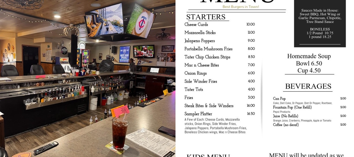 Tree Stand Tavern Menu